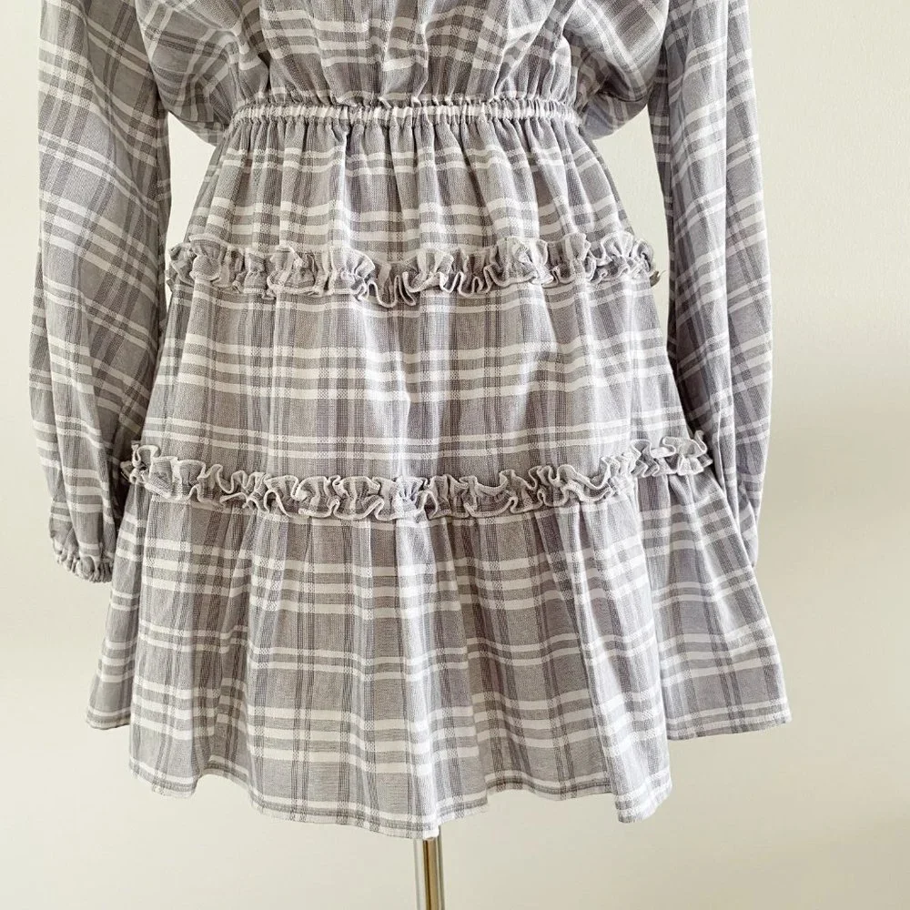 The Fifth Label Ivy Stripe Mini Dress Dress Gray White - Picture 9 of 14